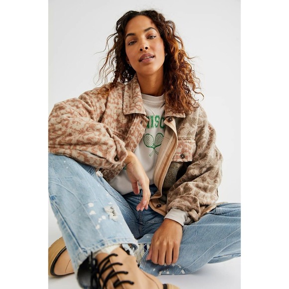 Free People Printed Ruby Jacket Tea Combo Medium EUC RARE Shirt Shacket Boho - Picture 2 of 9